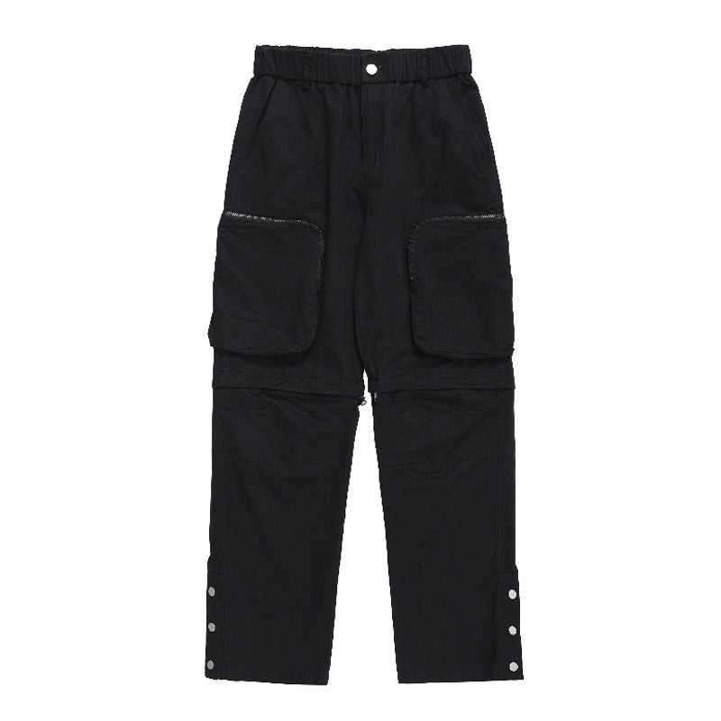 Pantalon homme coupe droite, ample, décontracté, mode nationale, grandes poches