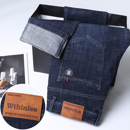 Jeans Herren Straight Loose Casual Pants Fleece-gefütterte, verdickte Herrenhose