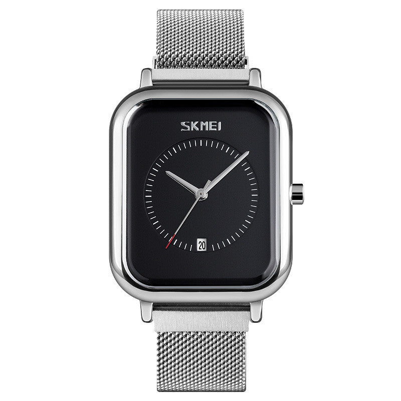 Fashionable Mens Square Business Quartz Student Mens Mesh-Strap Waterproof Calendar Watch - ARCHSHOPE