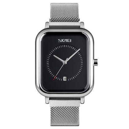 Fashionable Mens Square Business Quartz Student Mens Mesh-Strap Waterproof Calendar Watch - ARCHSHOPE