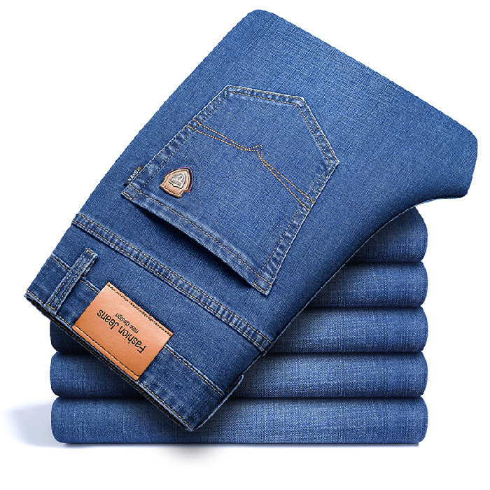 Men's Jeans Straight Loose Elastic Business Trousers