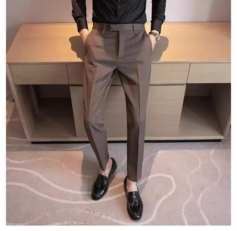 Lässige Anzughose Herren Cropped Anzughose Gerade
