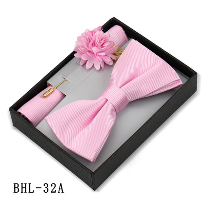 Mens Bow Tie, Pocket Square, And Brooch Gift Set - ARCHSHOPE