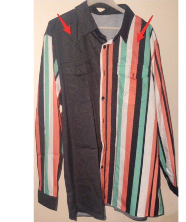 Men's Retro Printed Loose Long Sleeves Top Striped Casual Shirt - ARCHSHOPE