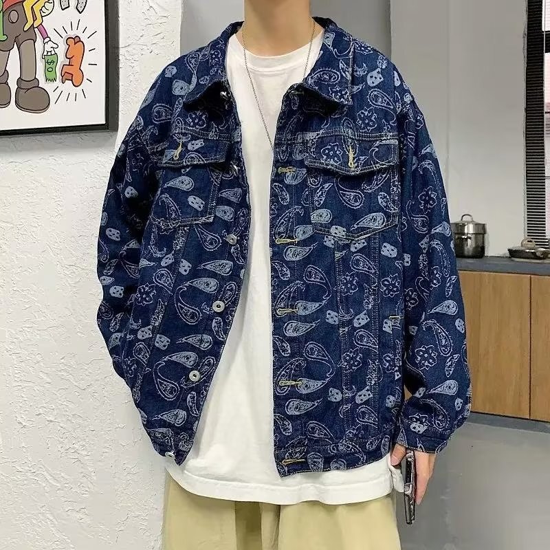 Schwarze Jacquard-Karierte Jeansjacke für Frühling und Herbst