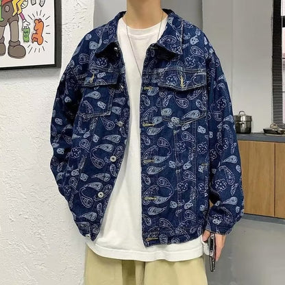 Schwarze Jacquard-Karierte Jeansjacke für Frühling und Herbst