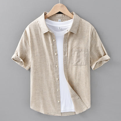 Chemise à manches courtes en lin fin pour homme