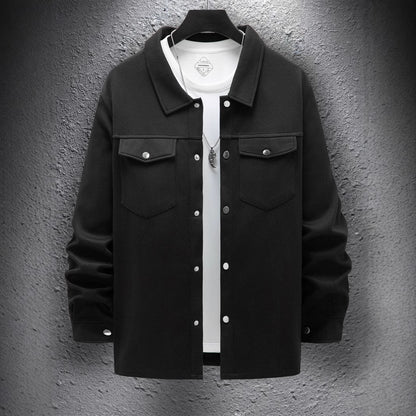 Veste décontractée à simple boutonnage pour homme, couleur unie, pour le printemps et l'automne