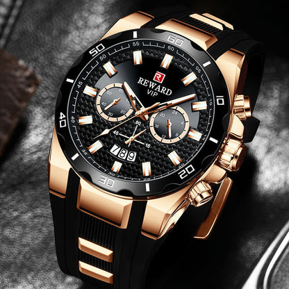 REWARD Mens Watch In Black And Gold With A Cool Design And Calendar Function - ARCHSHOPE