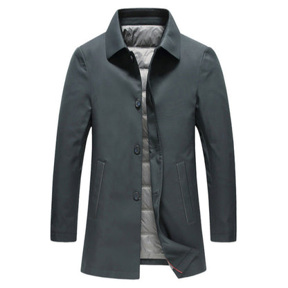 Leichte und dünne Daunenjacke, mittlere und lange Daunen-Windjacke