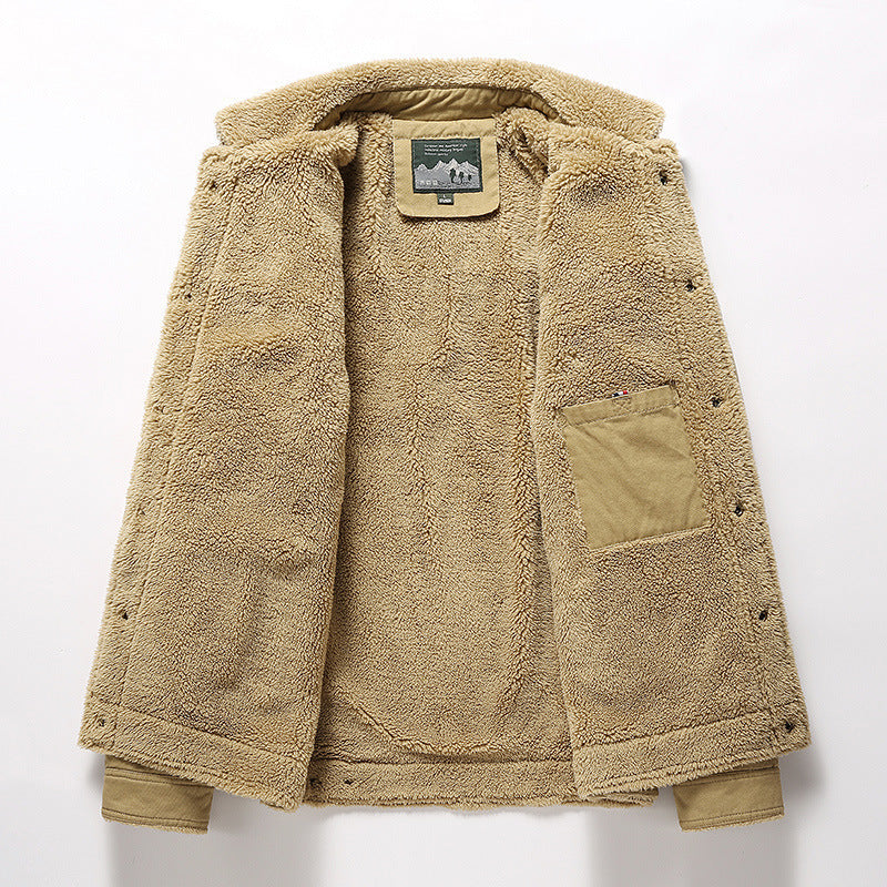 Fleecegefütterte, dicke Freizeit-Herrenjacke mit Polokragen