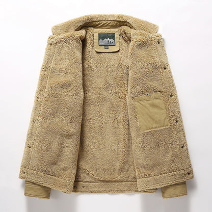 Fleecegefütterte, dicke Freizeit-Herrenjacke mit Polokragen