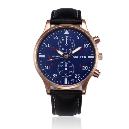 MIGEER Retro Design Men Watches Casual PU Leather Band Analog Alloy Quartz Wrist Watch Relogio masculino montre homme Clock New - ARCHSHOPE