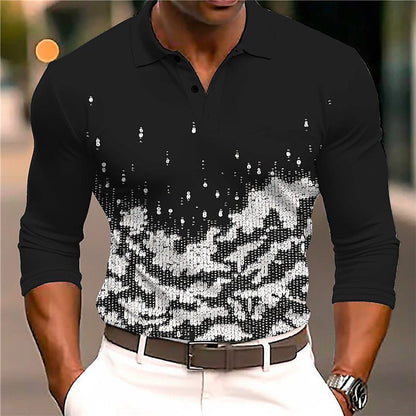 Europäische und amerikanische Herren Casual Printed 3D Polo Shirt Outdoor Freizeit täglich