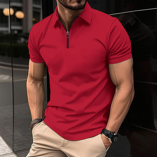 Haut de sport d'été à fermeture éclair de couleur unie pour homme