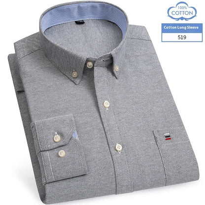 Chemise en coton à manches longues pour homme, coupe slim, style business décontracté