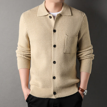 Twist Jacquard Revers Pullover Cardigan Herren Oberbekleidung Herbst und Winter Trends Mode Slim Knit Top Coat