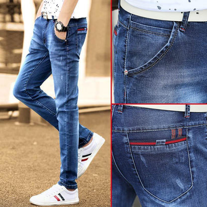 Jean de printemps pour homme, coupe slim, noué à la cheville