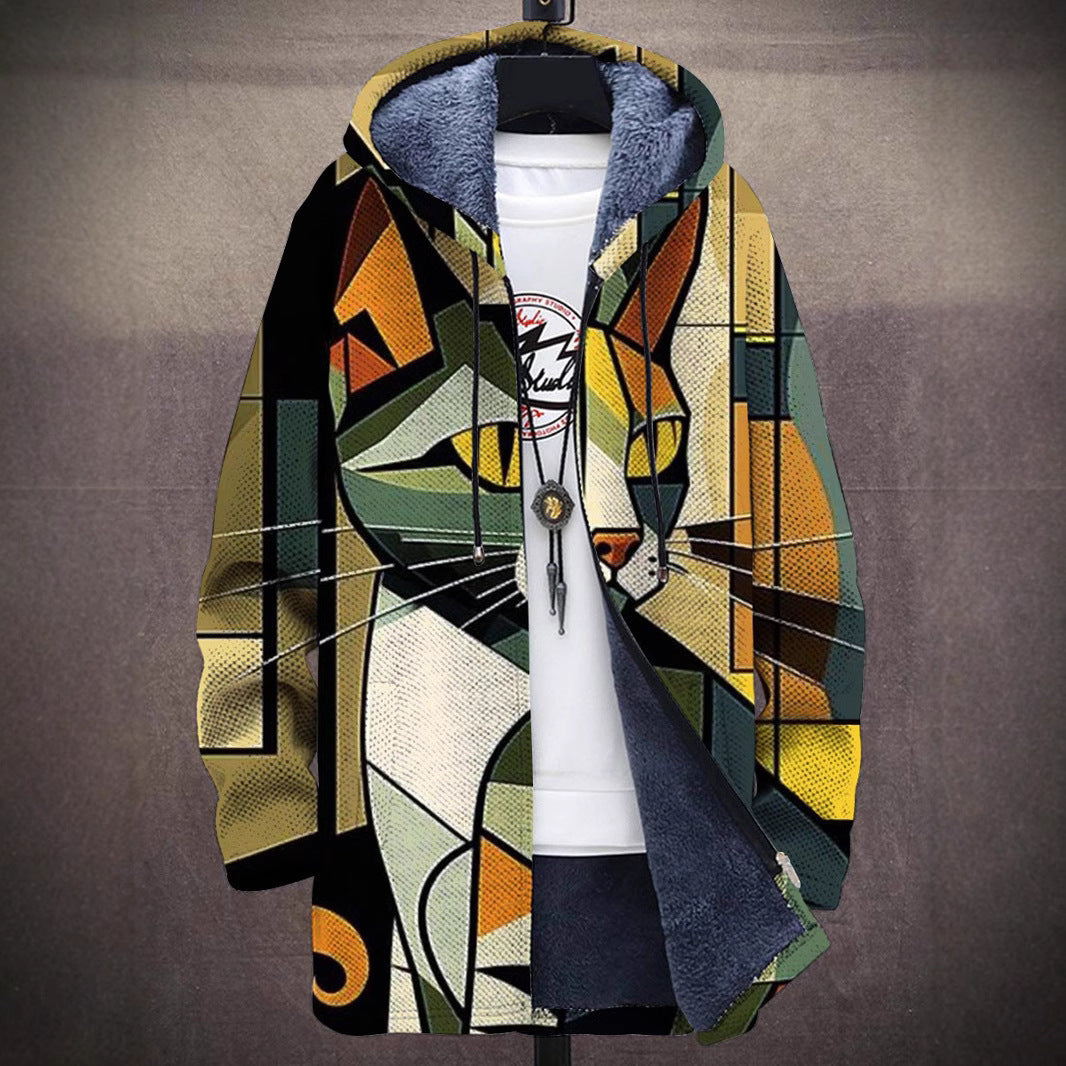 Lässige Herrenjacke mit Reißverschluss und Kapuze, baumwollgefüttert