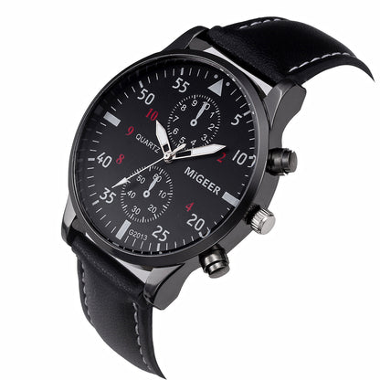 MIGEER Retro Design Men Watches Casual PU Leather Band Analog Alloy Quartz Wrist Watch Relogio masculino montre homme Clock New - ARCHSHOPE