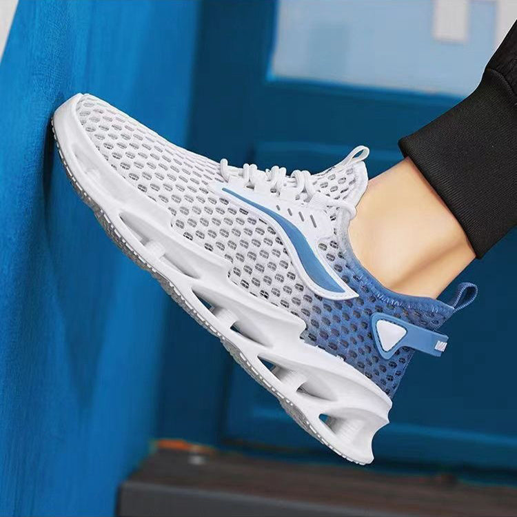 Herren Schnür-Sneakers Mesh Sportschuhe Mode Hohlsohle Low Top Laufschuhe