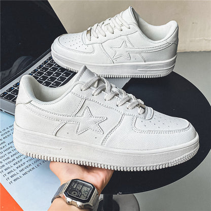 Thick Soled White Casual Sneakers For Men - ARCHSHOPE