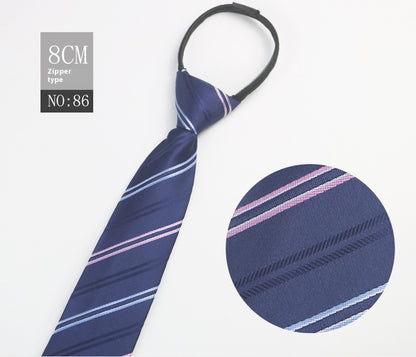 Black Men's Tie Striped Blue Business Tie Lazy Zip Tie In Stock Wholesale Pull Peels - ARCHSHOPE