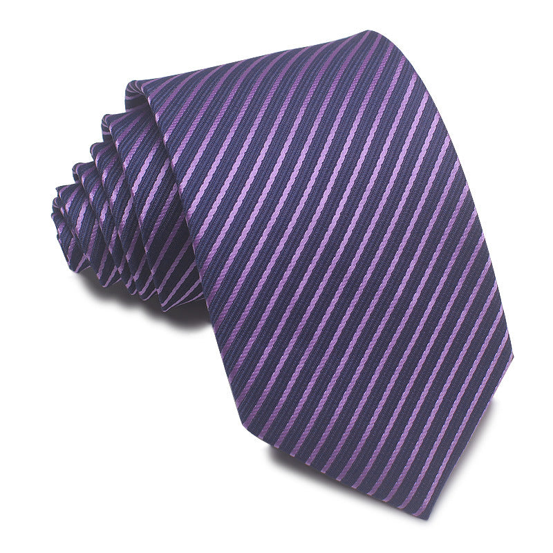 8CM Polyester Jacquard Striped Tie Men's Business Formal Red Black Blue - ARCHSHOPE