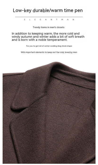 Manteau d'hiver en laine double face pour homme, mi-long, décontracté, épais