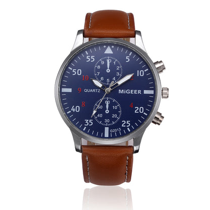 MIGEER Retro Design Men Watches Casual PU Leather Band Analog Alloy Quartz Wrist Watch Relogio masculino montre homme Clock New - ARCHSHOPE