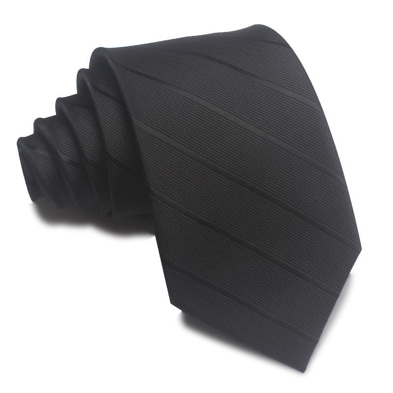 8CM Polyester Jacquard Striped Tie Men's Business Formal Red Black Blue - ARCHSHOPE