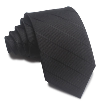 8CM Polyester Jacquard Striped Tie Men's Business Formal Red Black Blue - ARCHSHOPE