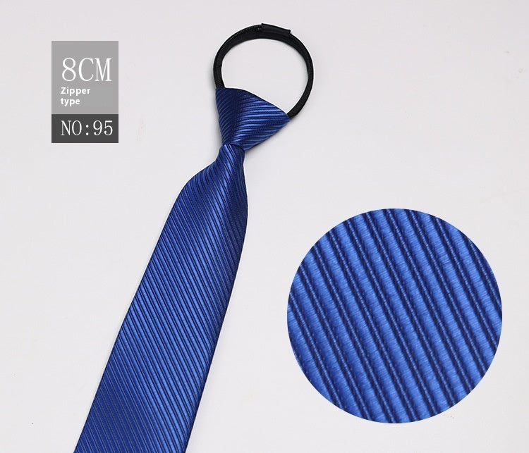Black Men's Tie Striped Blue Business Tie Lazy Zip Tie In Stock Wholesale Pull Peels - ARCHSHOPE