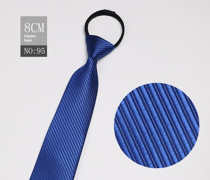 Black Men's Tie Striped Blue Business Tie Lazy Zip Tie In Stock Wholesale Pull Peels - ARCHSHOPE