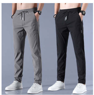 Ice Silk Pants Herren Sommer Dünne Freizeithose Lose Gerade Atmungsaktiv