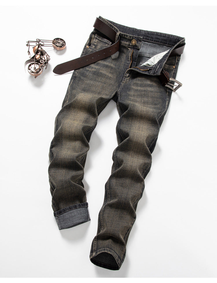 Herren Straight Stretch Slim Retro Running Volumen Vielseitige Retro Herren Lange Jeans