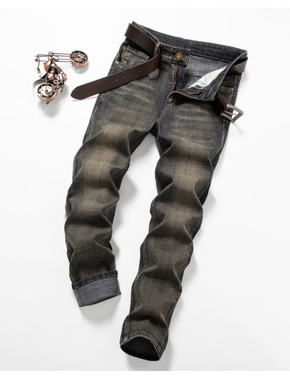Herren Straight Stretch Slim Retro Running Volumen Vielseitige Retro Herren Lange Jeans