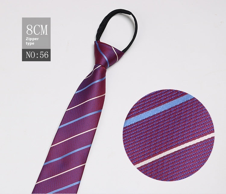 Black Men's Tie Striped Blue Business Tie Lazy Zip Tie In Stock Wholesale Pull Peels - ARCHSHOPE
