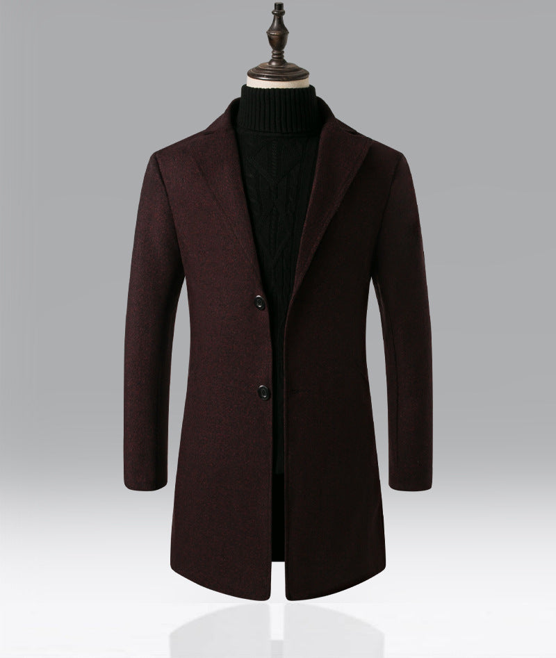 Men's Snowflake Trench Coat Mid-length Woolen Coat - ARCHSHOPE