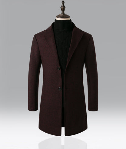 Men's Snowflake Trench Coat Mid-length Woolen Coat - ARCHSHOPE