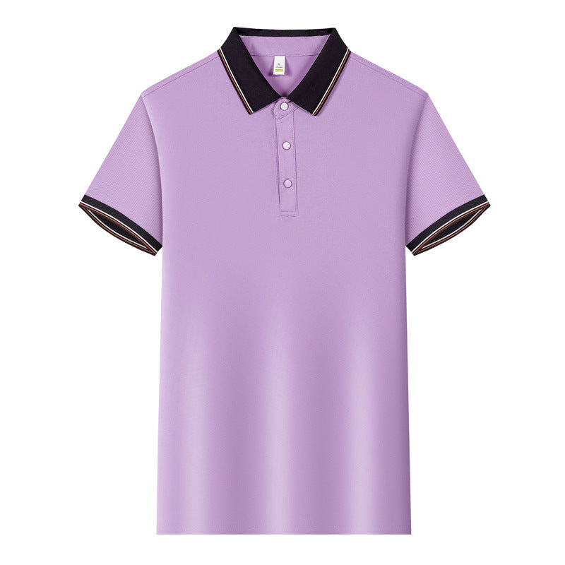 Color Stitching Turnover Neck Short-sleeved Shirt Workwear