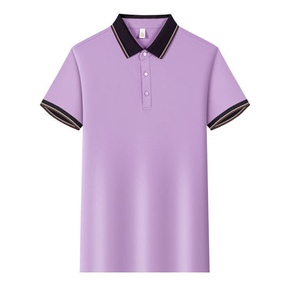 Color Stitching Turnover Neck Short-sleeved Shirt Workwear