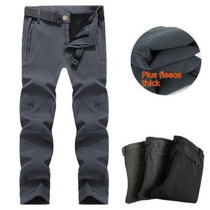 Pantalon tactique d'extérieur à coque souple pour homme, ample, grande taille, doublé polaire, pour l'escalade