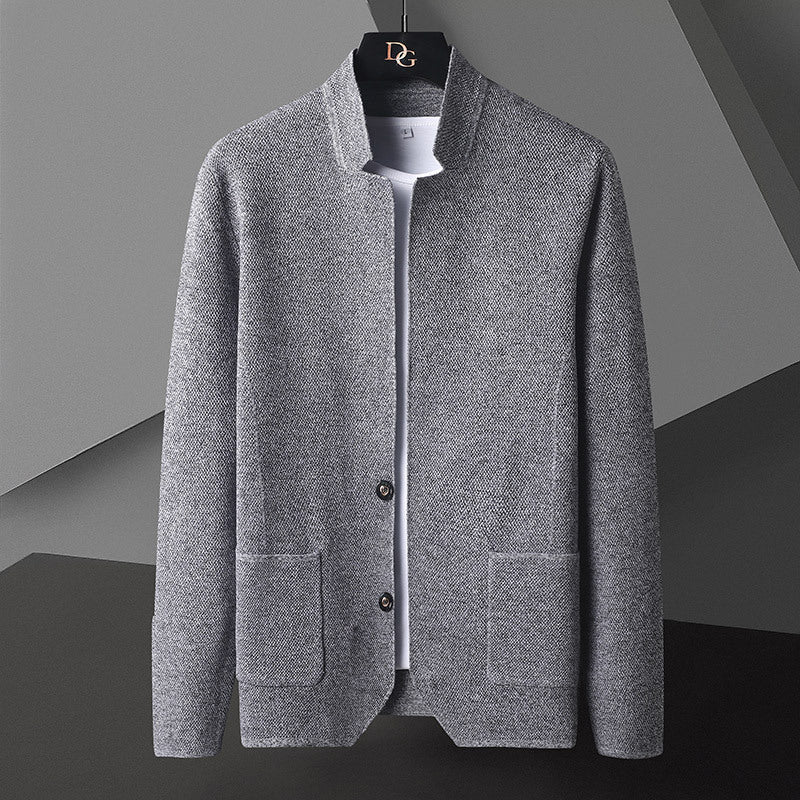 Strickjacke mit Taschen und Stehkragen für Herren