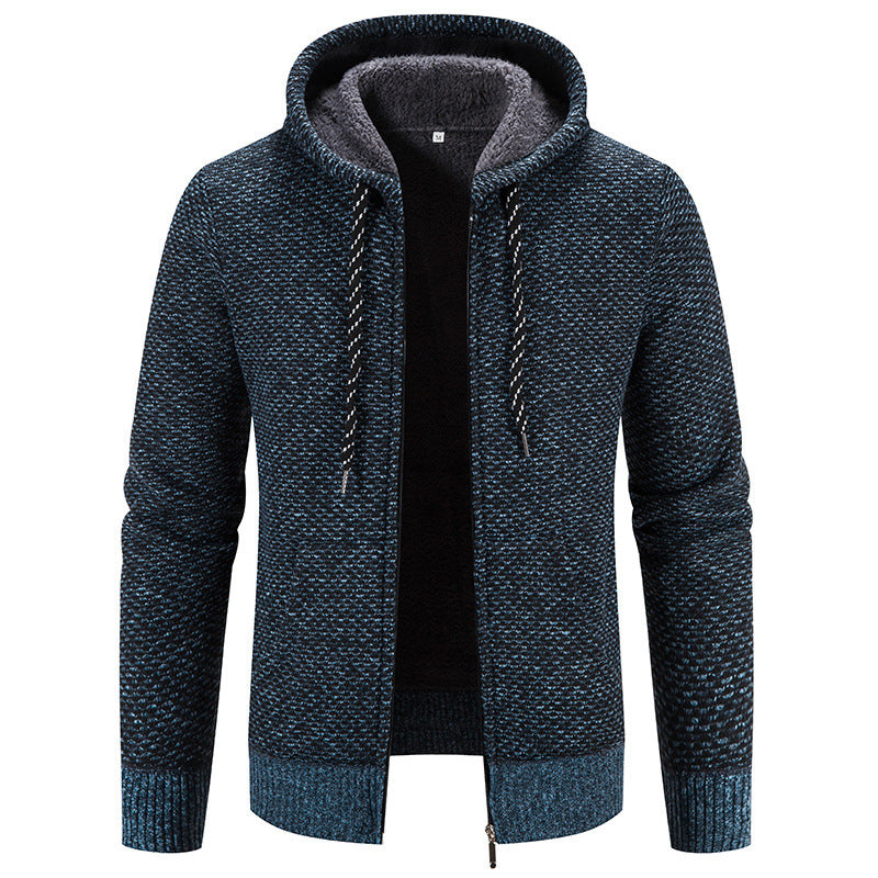 Manteau d'hiver à fermeture éclair, couleur unie, manches longues, cordon de serrage, avec bonnet, garde au chaud, décontracté, épais, en peluche, pull, pour le quotidien
