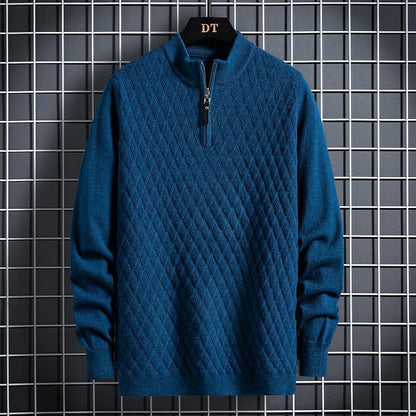 Herbst Winter Herren Half Zip Pullover Diamond Lattice Pullover