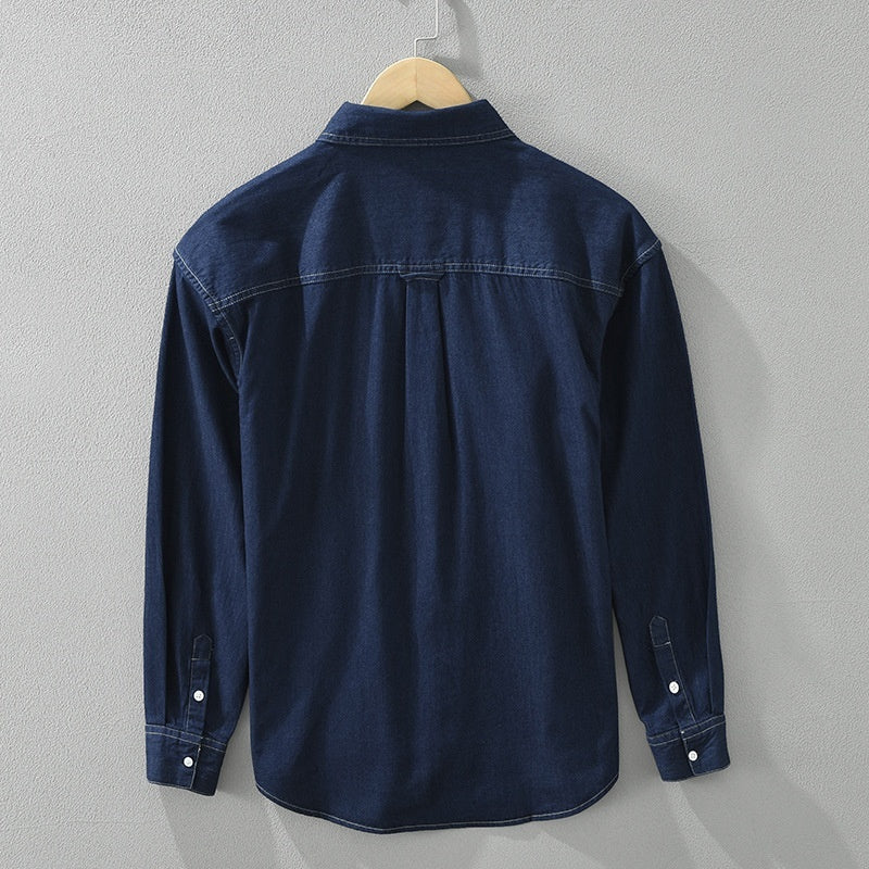 Künstlerisches, langärmliges, lockeres Freizeitoberteil aus Denim