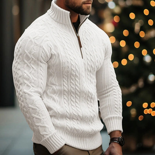 Men's Knitwear Half Zipper Coat Solid Color Twisted Thickened Sweater - ARCHSHOPE