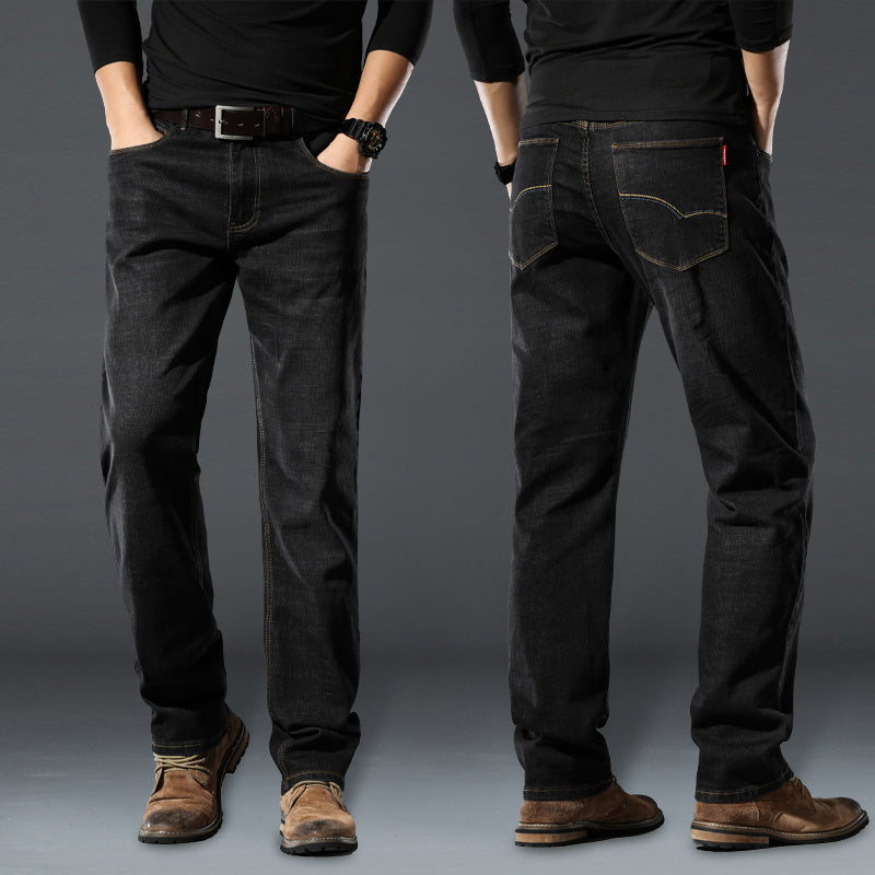 Hochelastische Herren-Jeans mit gerader Passform und lockerem Schnitt für Frühling und Herbst