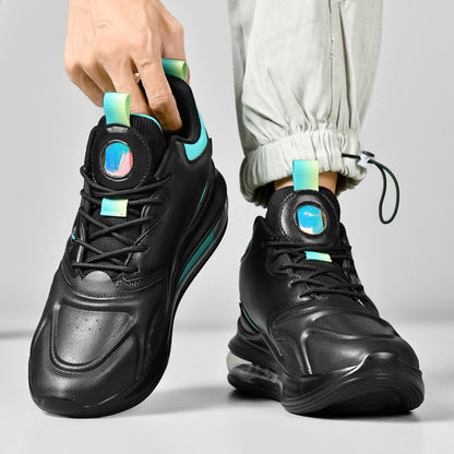 Farblich passende Schnür-Sneaker mit Luftpolsterung, leichte Herrenschuhe mit dicker Sohle, modische Freizeitschuhe für den Laufsport